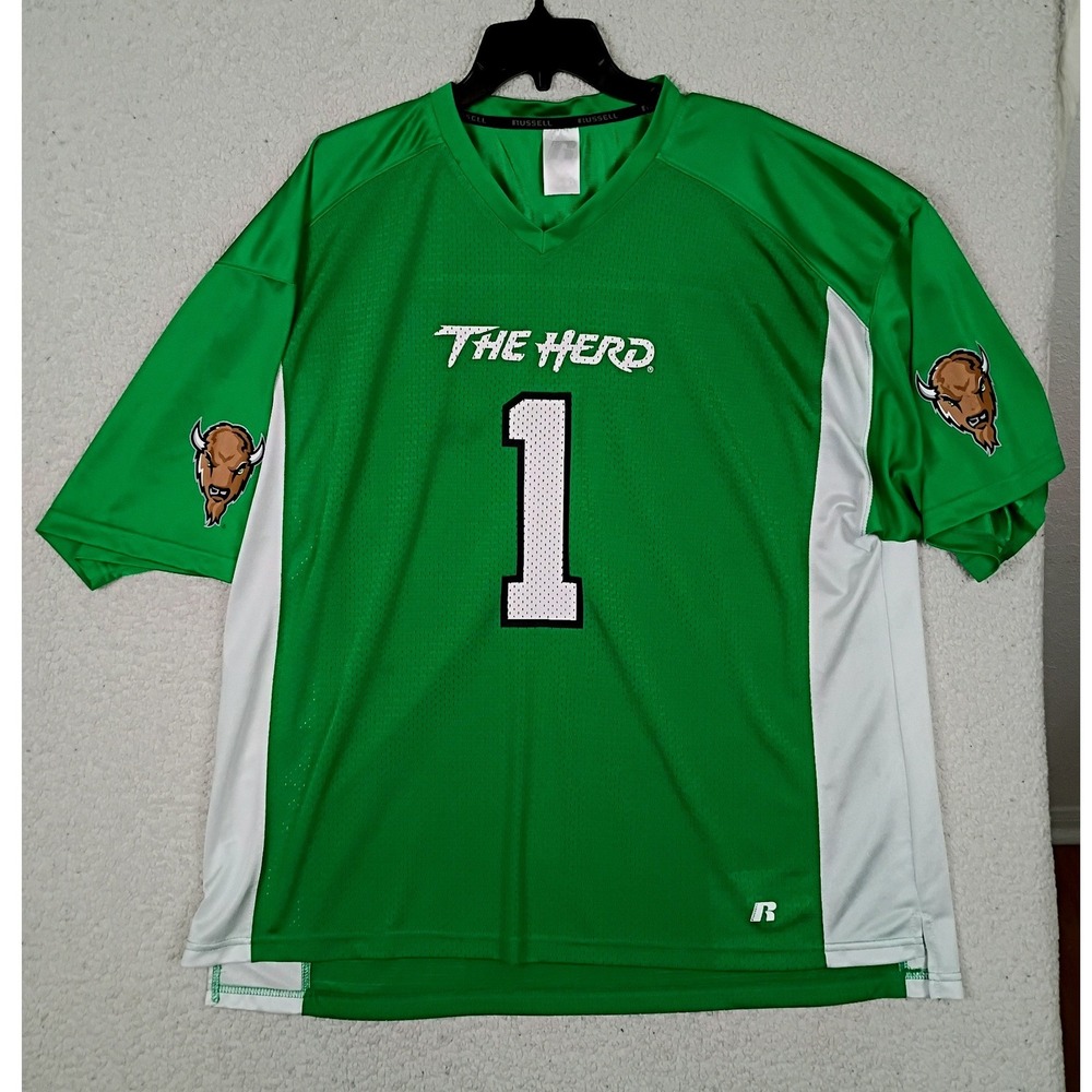 Russell Marshall Thundering Herd Jersey Mens 2XL Green Vintage Football Mesh Y2K